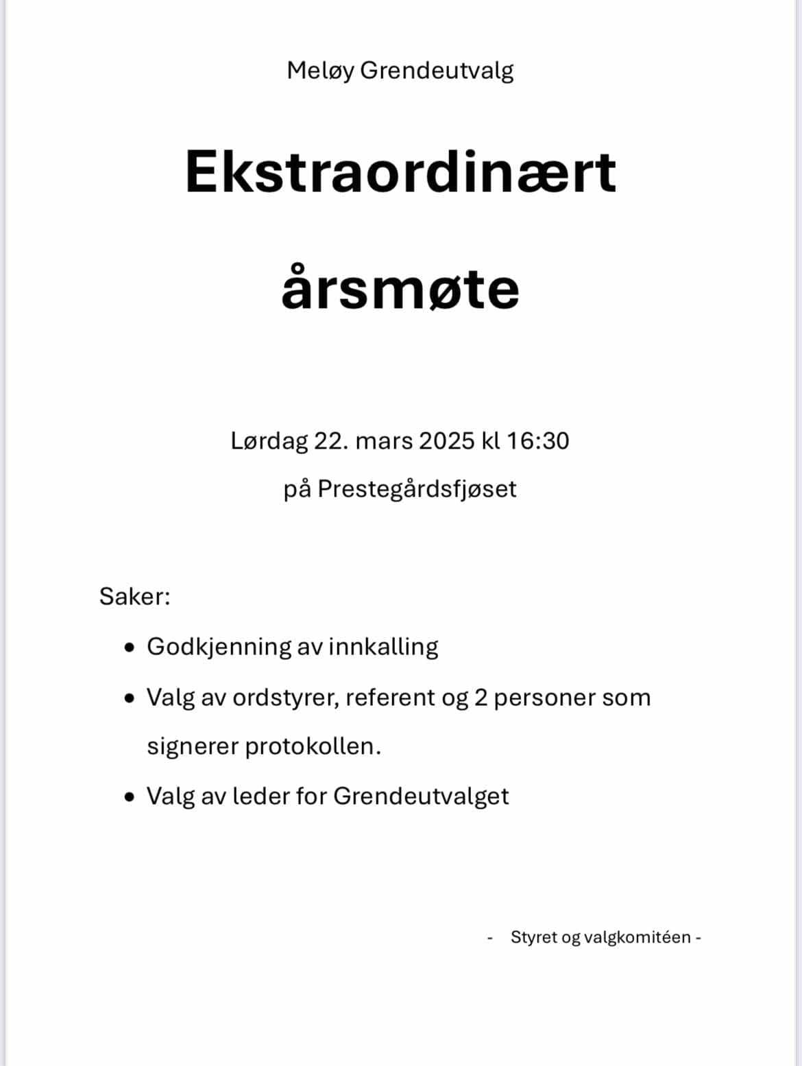 Ekstraordinært årsmøte